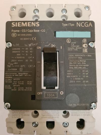 Siemens NCGA. Автоматичний вимикач на 100А. Вживаний