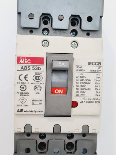 LS ABS53B MEC MCCB. Автоматичний вимикач на 5А. Вживаний