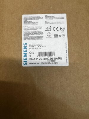 Siemens 3RA1120-4AC26-0AP0. Фідерна збірка. Контактор 25А +АЗД 11-16А. Новий