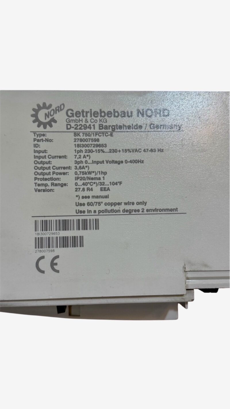 Частотний перетворювач NORD Getriebebau SK 750 1 FCTC-E