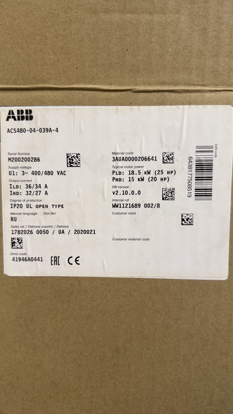 ABB ACS480-04-039A-4