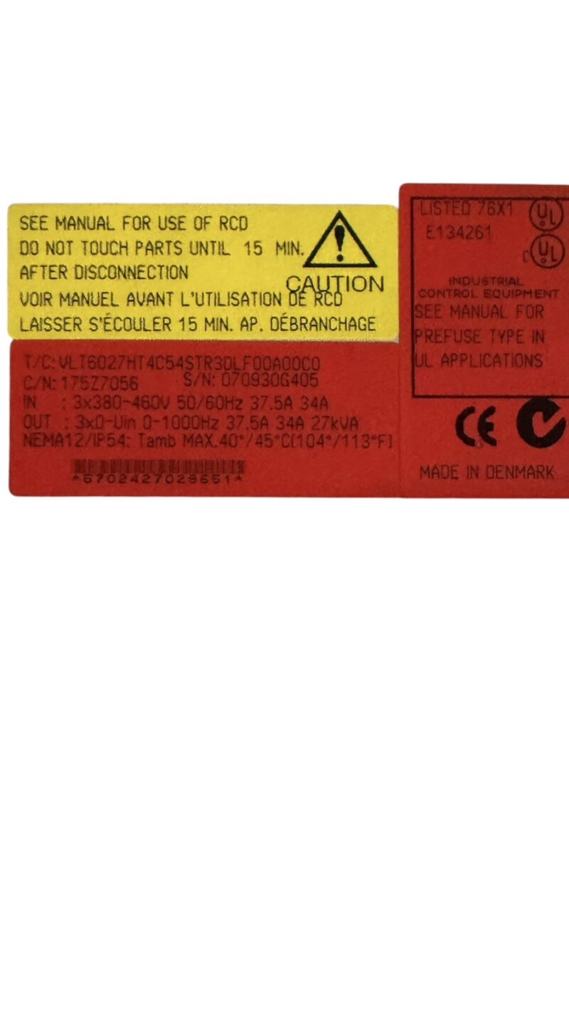 Частотний перетворювач серії VLT 6000 HVAC Danfoss VLT6027HT4C54STR3DLF00A00C0 2