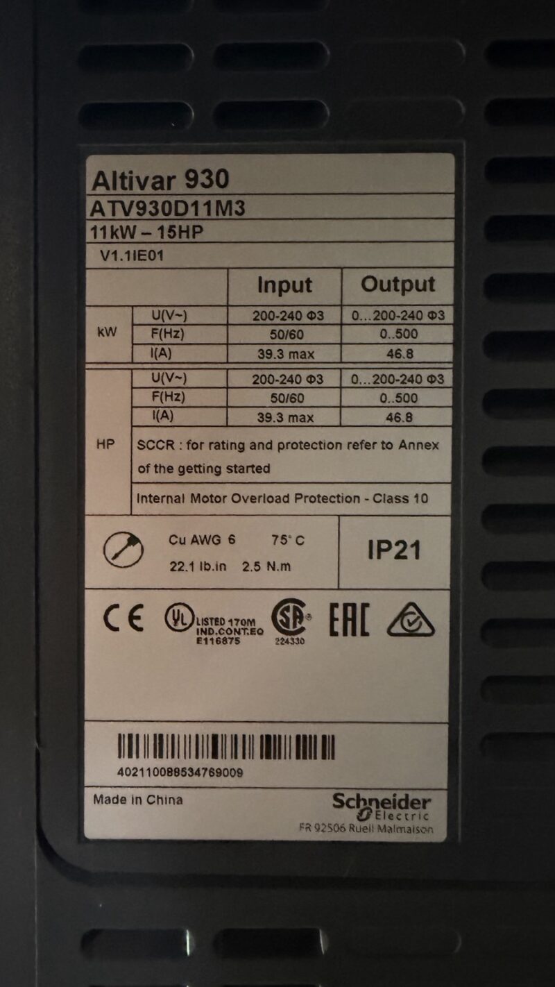 Schneider Electric ATV930D11M3
