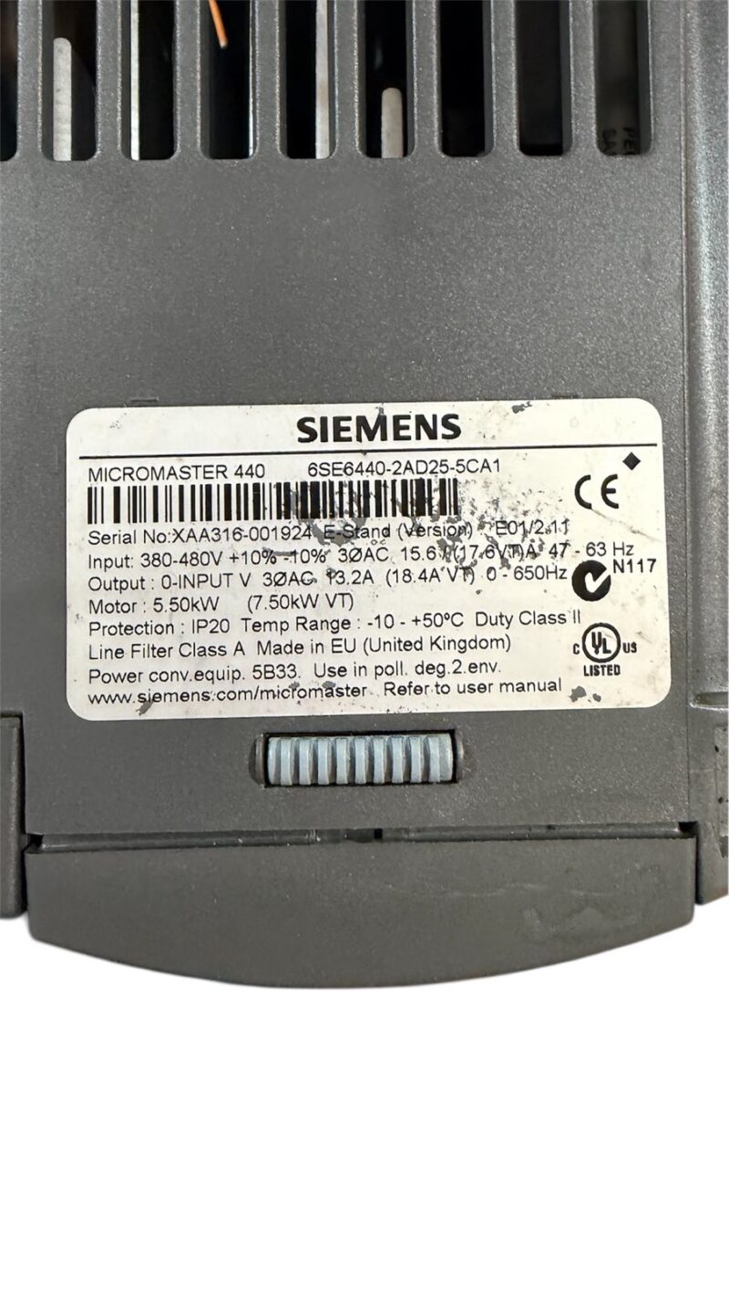 Трифазний частотний перетворювач (5,5 кВт) серії MICROMASTER 440, SIEMENS 6SE6440-2AD25-5CA1
