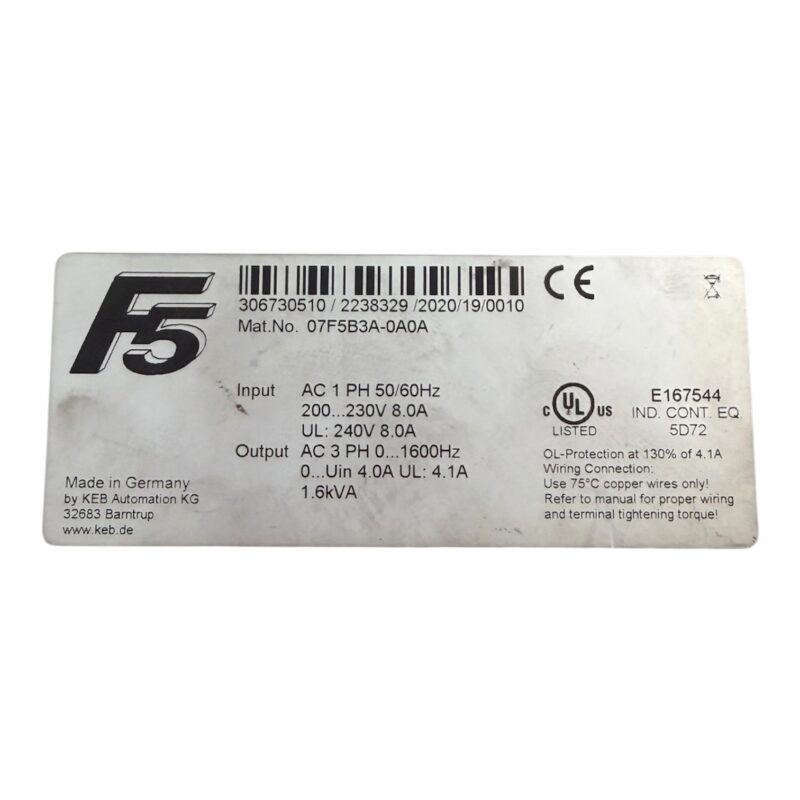 KEB Automation 07F5B3A-0A0A 2